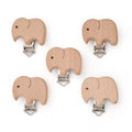 Wooden Pacifier Clips – 5-Pack Beech Teething Dummy Clip Chains for Baby
