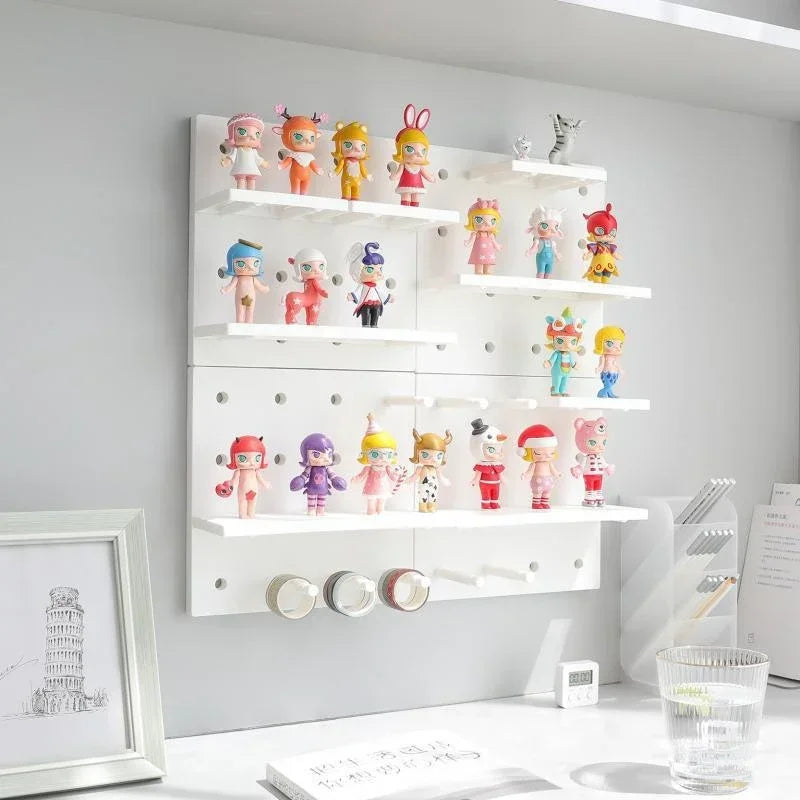 Wall Storage Shelf Rack – Floating Organiser Shelf, Gray/Beige/Ivory/Pink