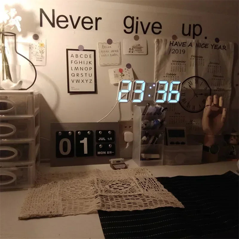 3D LED Digital Clock – Modern Wall & Desk Alarm Clock with LED Display