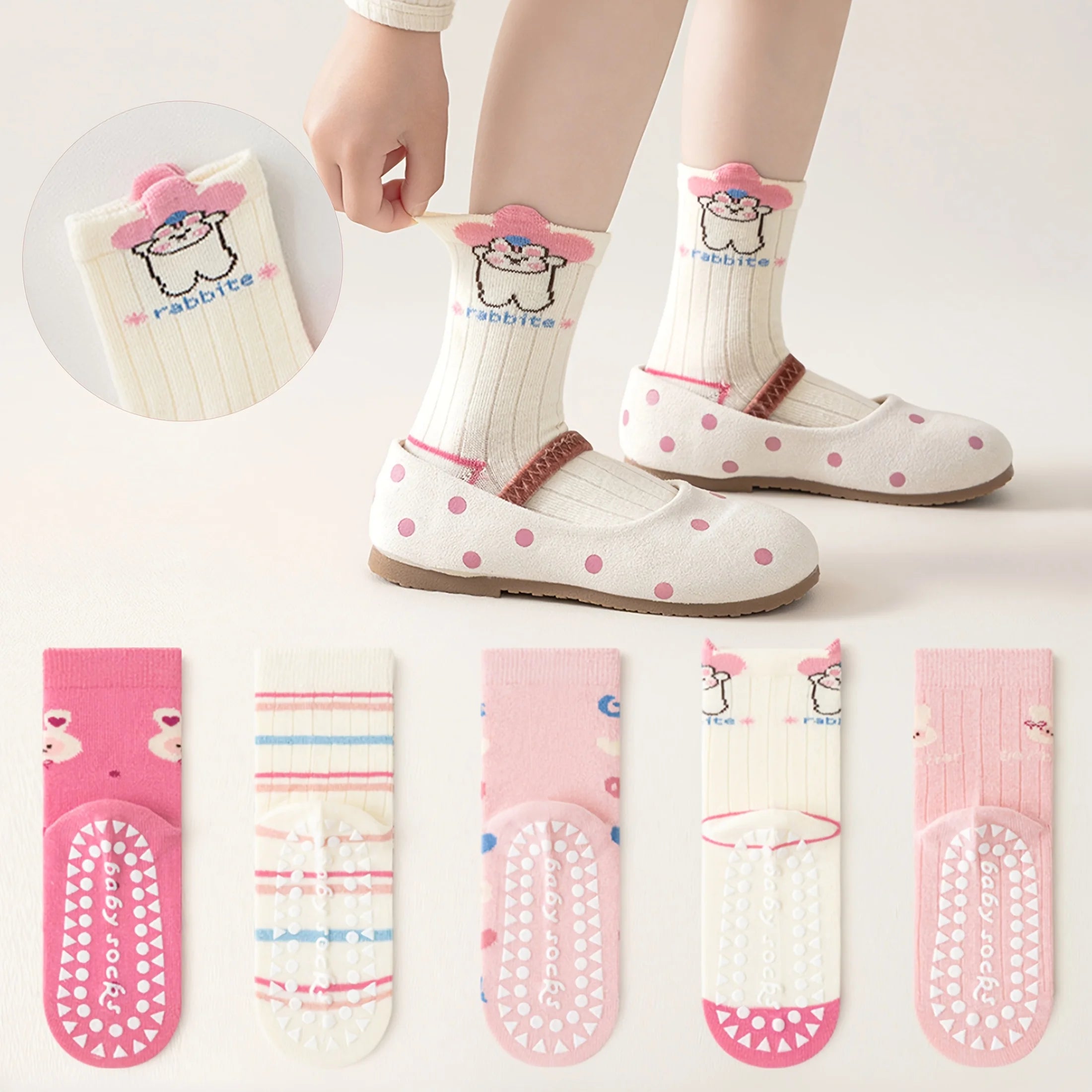 Kids Floor Socks – 5-Pack Anti-Slip Non-Slip Socks for Girls, Babies & Toddlers