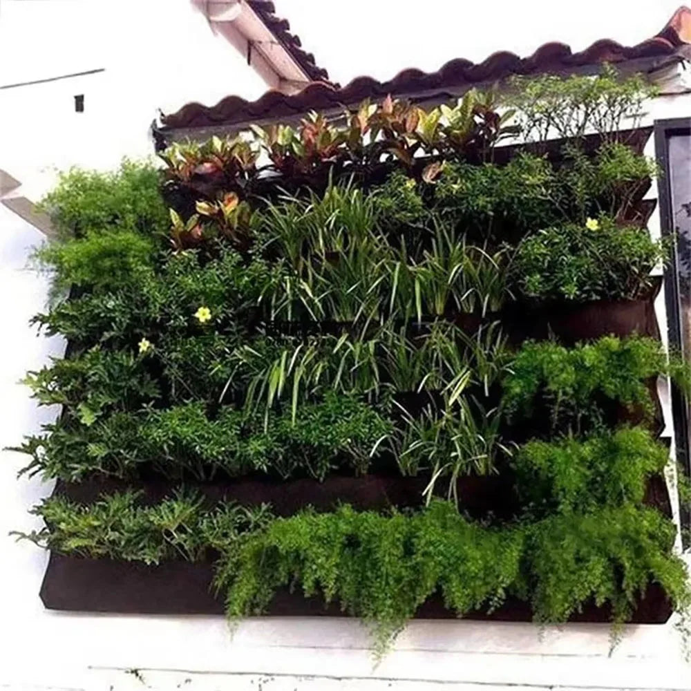 Vertical Garden Planter – Wall-Mounted Hanging Grow Bag, 9/12/25/36 Pockets, Green/Black