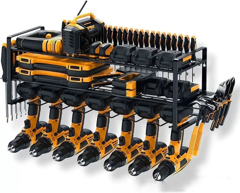 Wall-Mounted Tool Rack – Power Drill Organizer Storage Shelf for Garage & Workshop