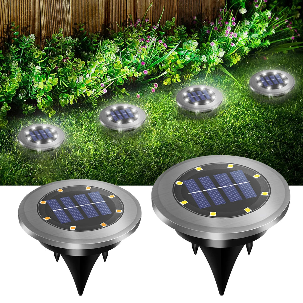 Solar Ground Lights – Waterproof LED In-Ground Landscape Lights, 2-Pack, Warm/Cool White