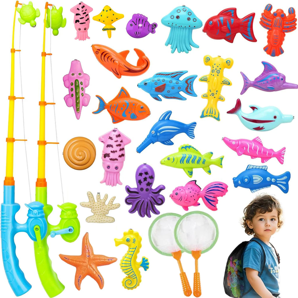 Magnetic Fishing Toy Set – Wooden Fishing Game for Kids, Single/Double Pack