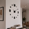Wall Clock – Frameless Silent Non-Ticking Modern Wall Clock, Black/Silver/Red