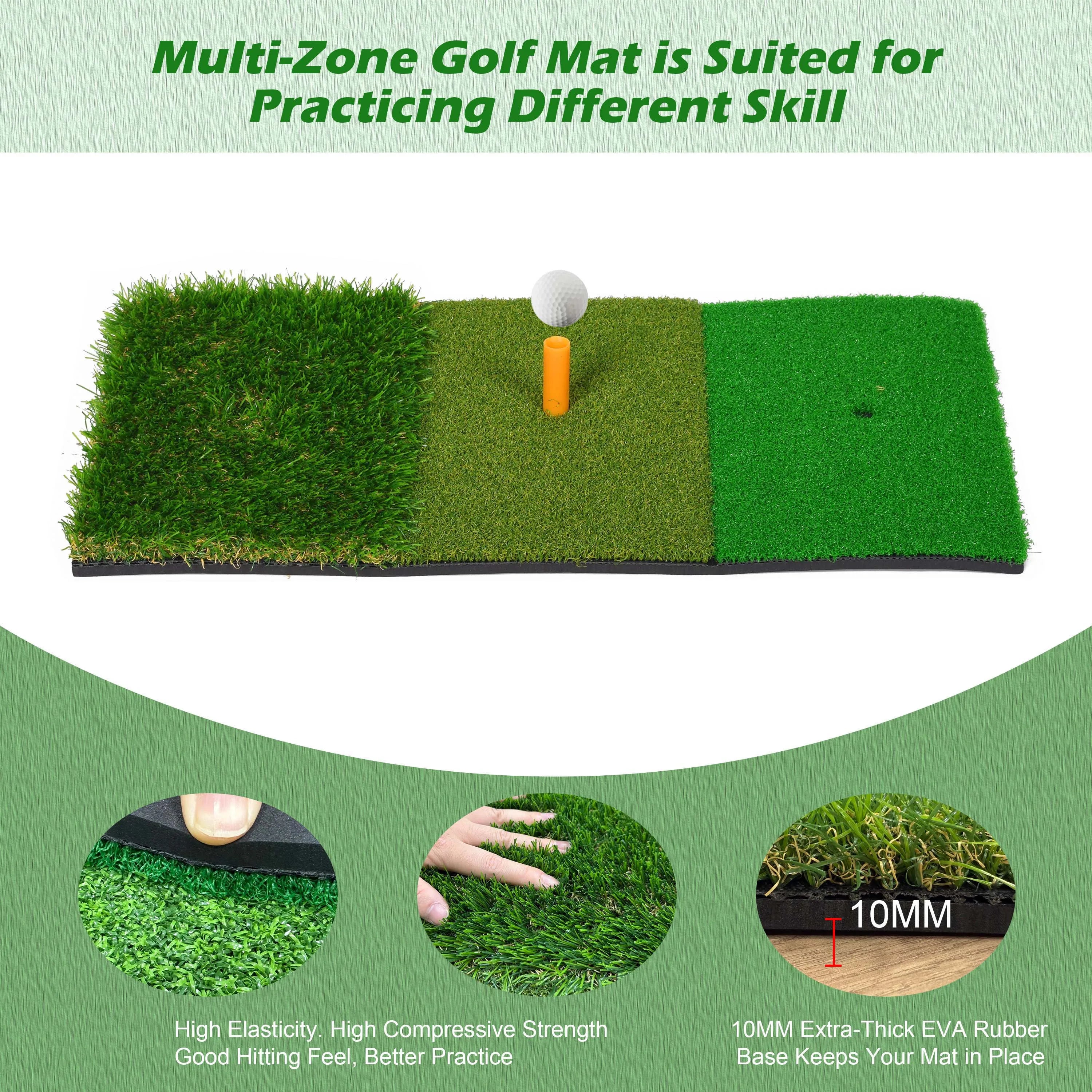 Golf Hitting Mat – 3-in-1 Realistic Turf Practice Mat for Driving Range