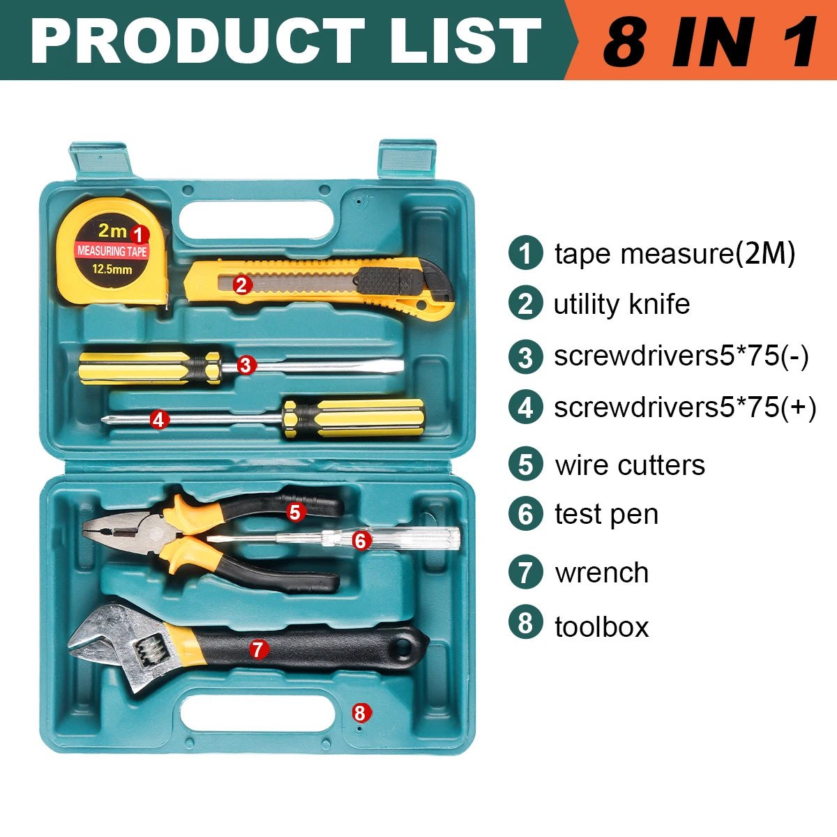 Household Tool Kit with Case – 8 to 13-Piece Home Repair Hand Tool Set