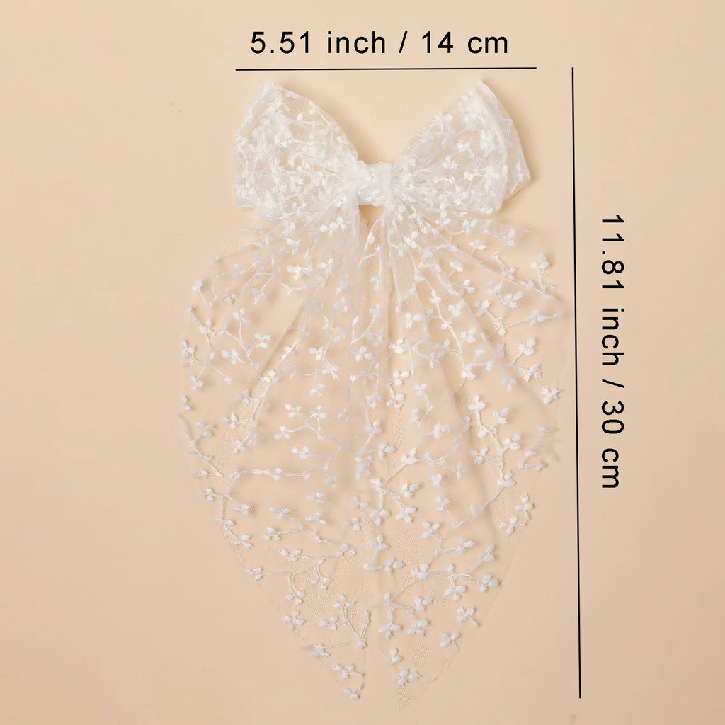 Girls Lace Bow Hair Clip – Embroidered Mesh Hairpin, Princess Hair Accessory