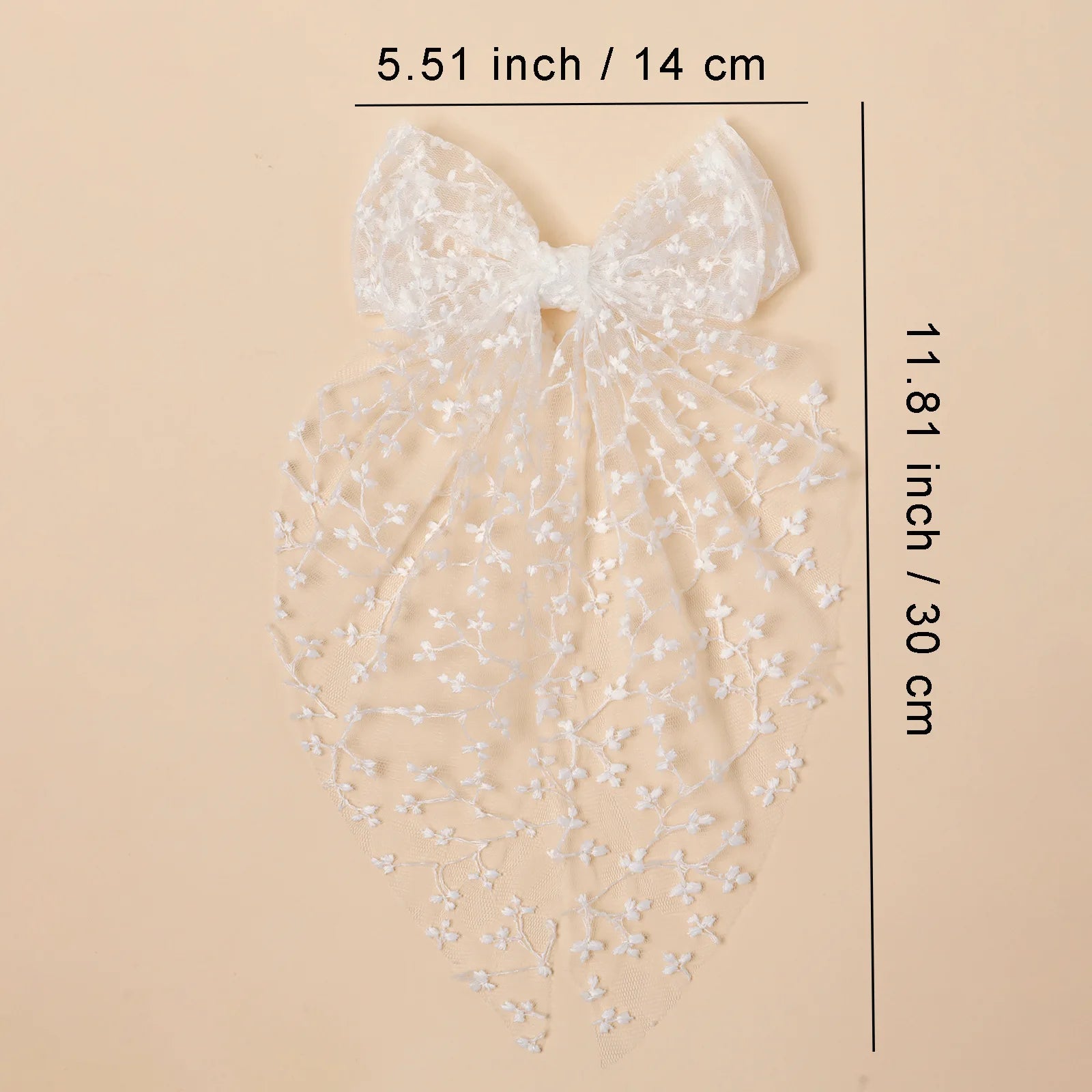 Girls Lace Bow Hair Clip – Embroidered Mesh Hairpin, Princess Hair Accessory