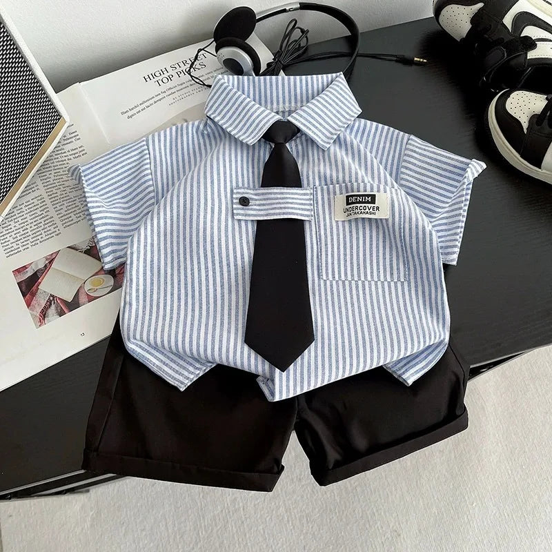 Baby Boys Summer Outfit Set – 2-Piece Shirt & Shorts Toddler Tracksuit