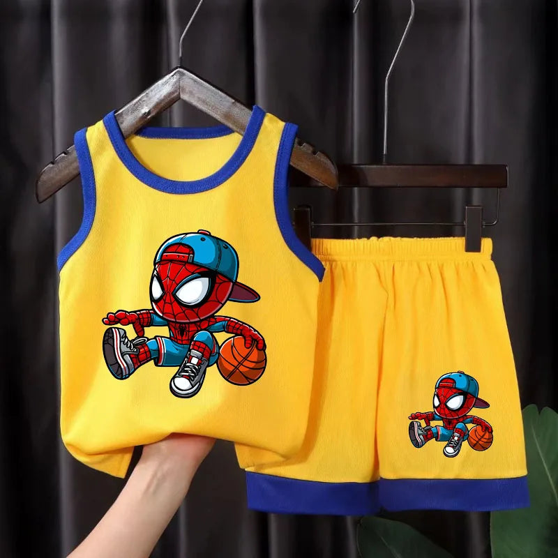 Boys Sport Outfit Set – 2-Piece Breathable Mesh Basketball Vest & Shorts, 1-10Y