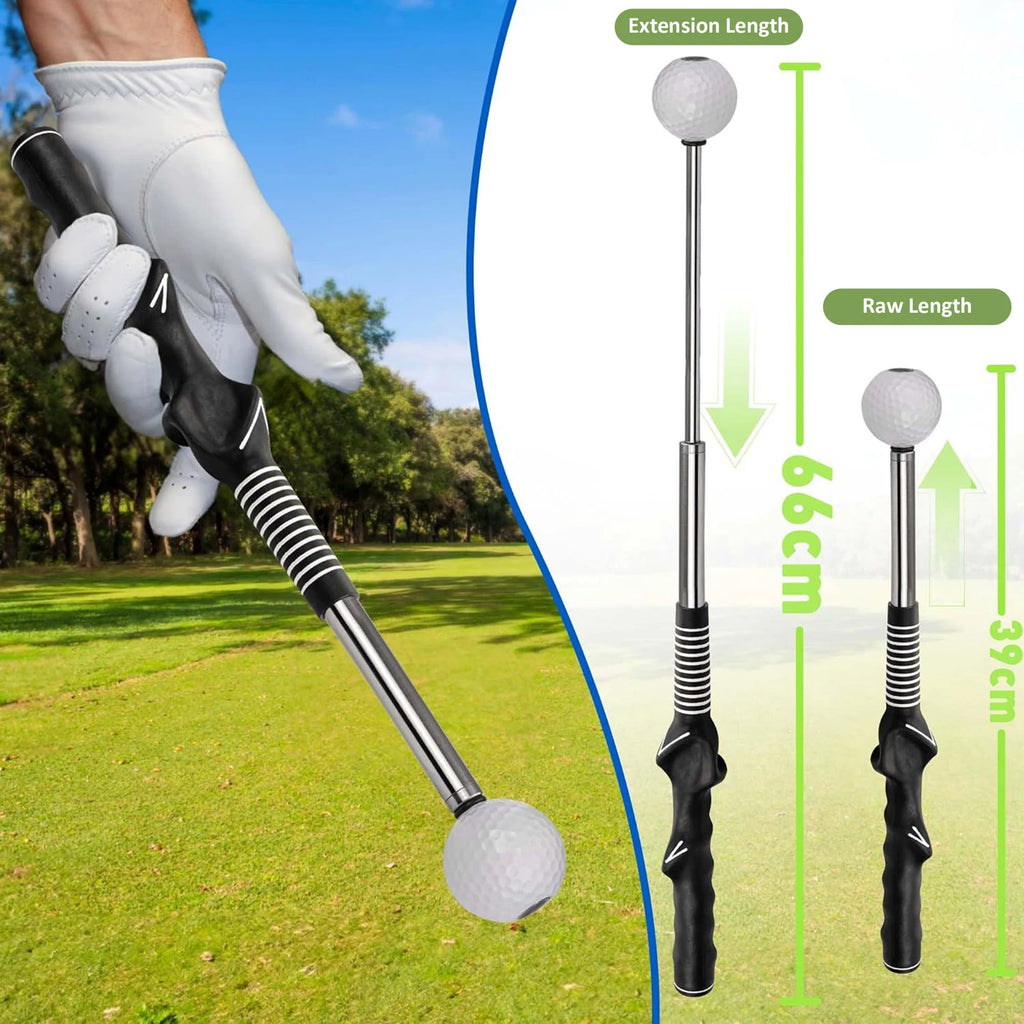 Golf Swing Trainer – Retractable Swing Training Aid with Click Feedback