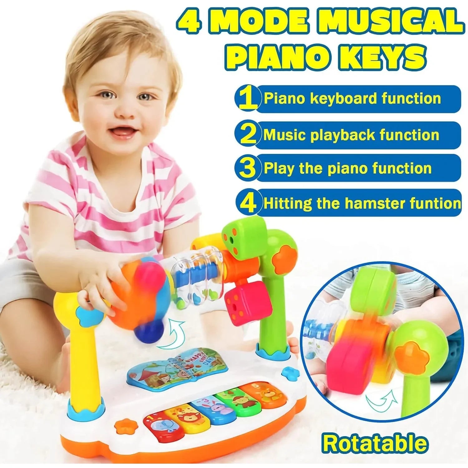 Rotating Piano Toy – Musical Baby Learning Toy with Lights, Gift Box