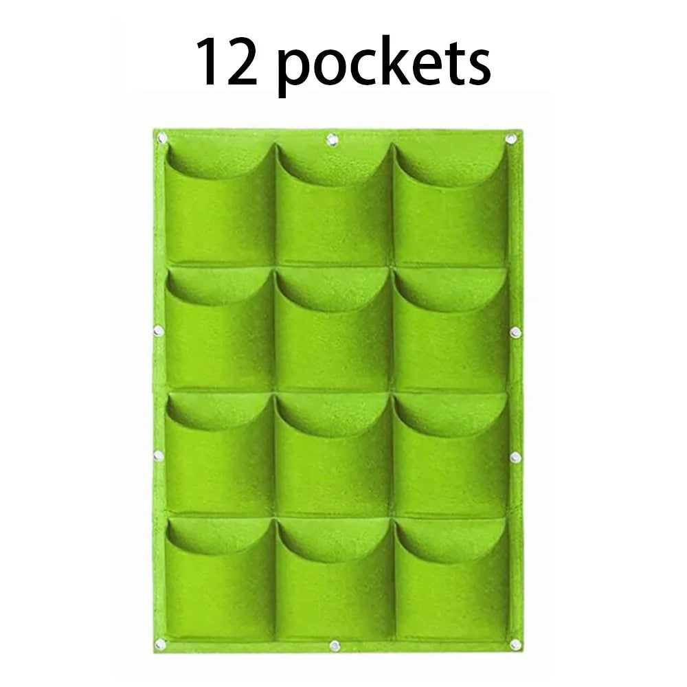 Vertical Garden Planter – Wall-Mounted Hanging Grow Bag, 9/12/25/36 Pockets, Green/Black