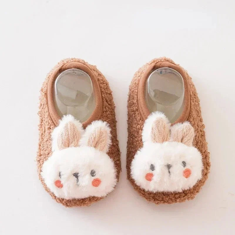 Baby Slipper Socks – Cartoon Rabbit Non-Slip Plush Indoor Floor Slippers, 6M-4Y