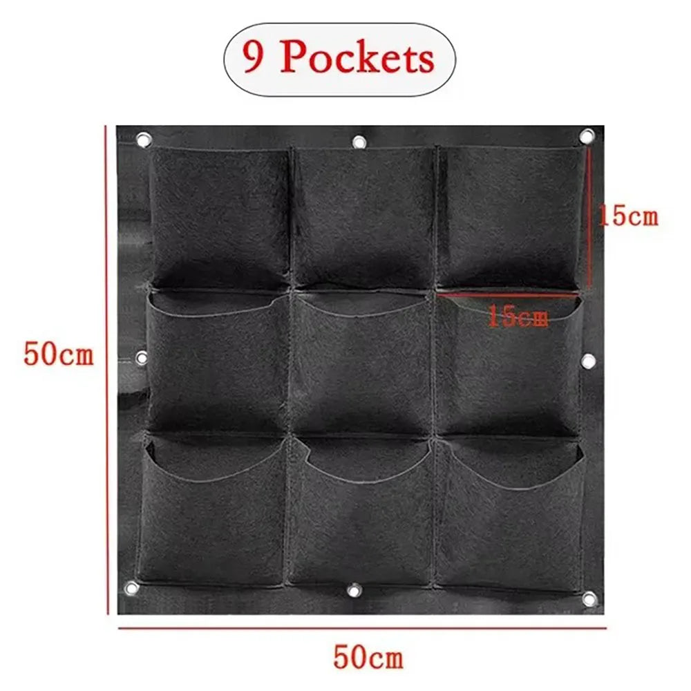 Vertical Garden Planter – Wall-Mounted Hanging Grow Bag, 9/12/25/36 Pockets, Green/Black