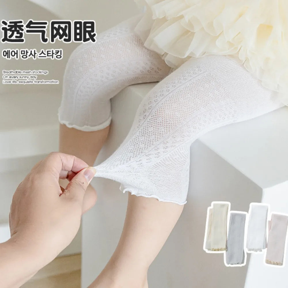 Girls Leggings – Breathable Mesh Cropped Pants, Thin Summer Baby Pants, 70-130cm