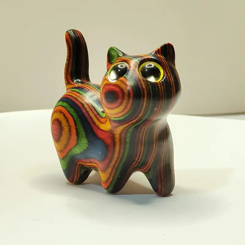 Wooden Kitten Sculpture