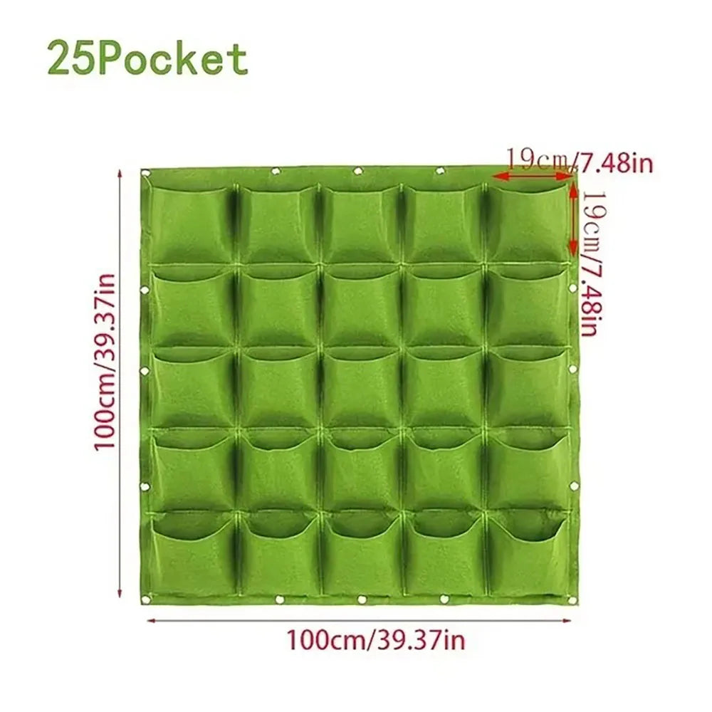 Vertical Garden Planter – Wall-Mounted Hanging Grow Bag, 9/12/25/36 Pockets, Green/Black