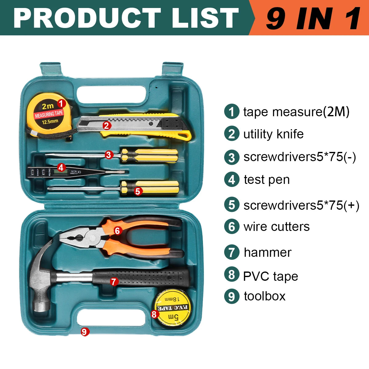 Household Tool Kit with Case – 8 to 13-Piece Home Repair Hand Tool Set
