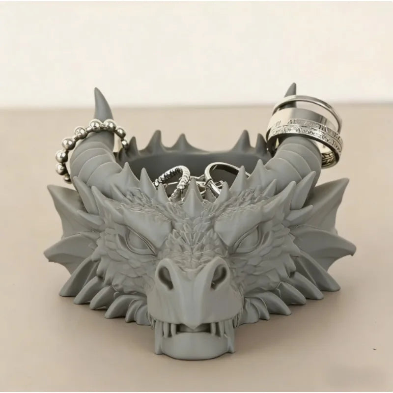 Dragon Head Jewelry Organizer – Ring & Necklace Display Stand, White/Black/Grey