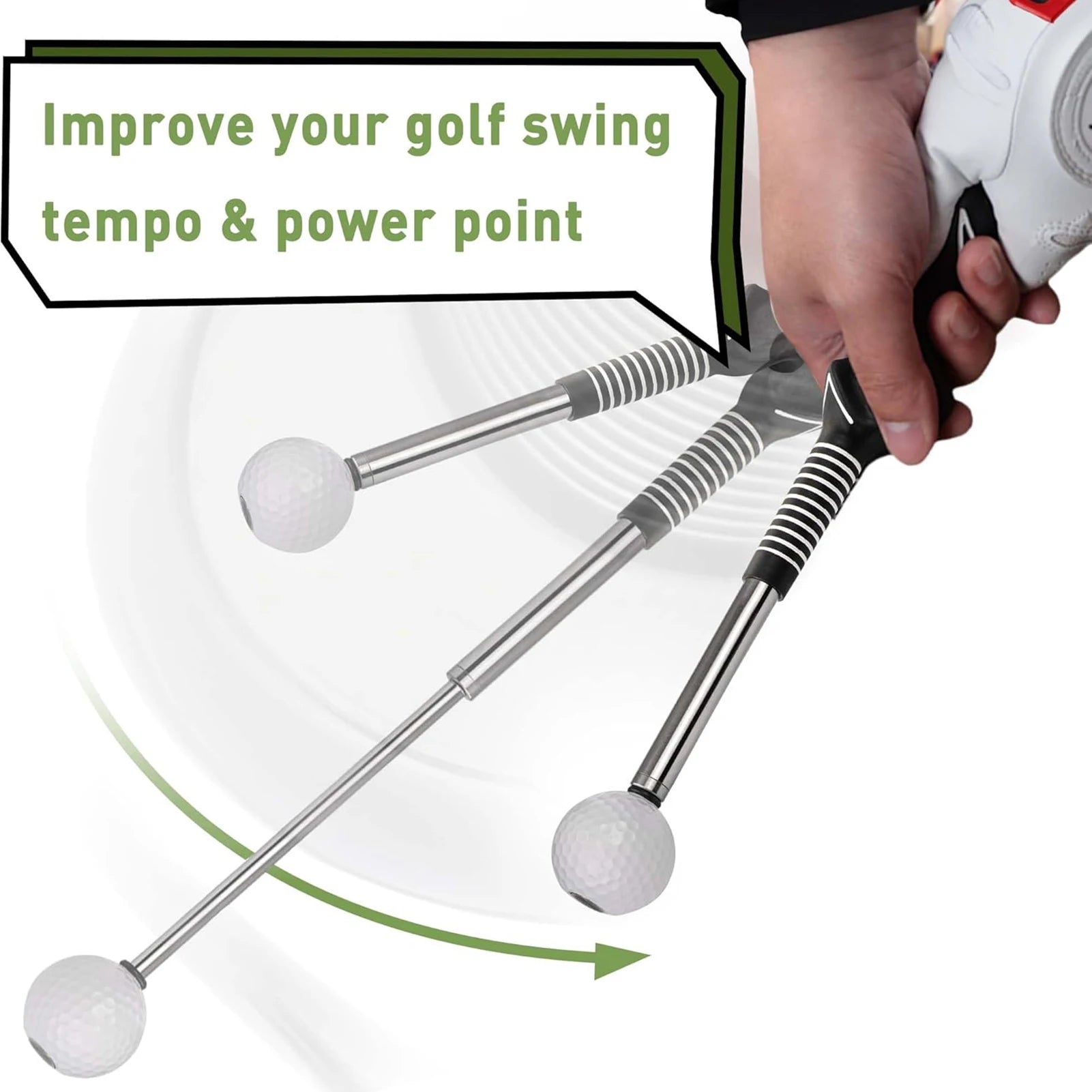 Golf Swing Trainer – Retractable Swing Training Aid with Click Feedback