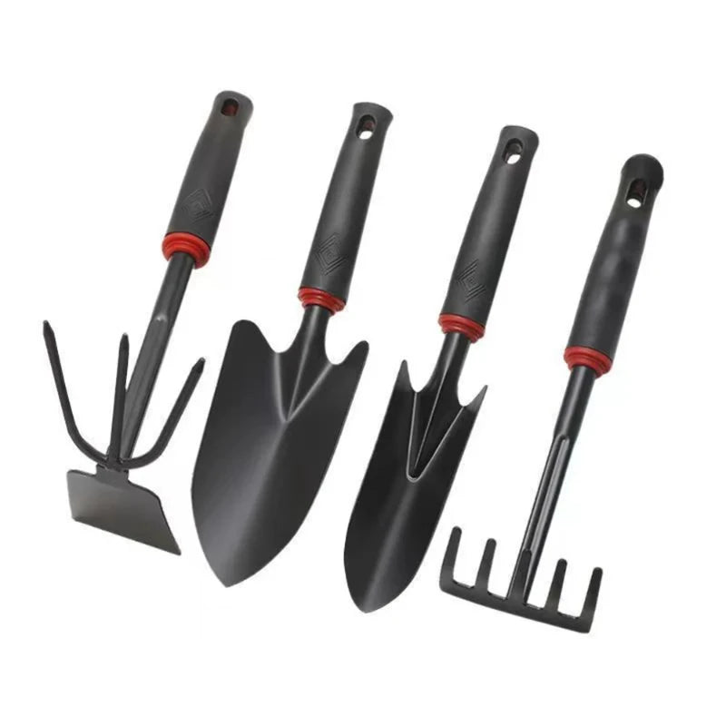 Garden Tool Set – 4-Piece Shovel, Rake, Hoe & Trowel Kit for Planting