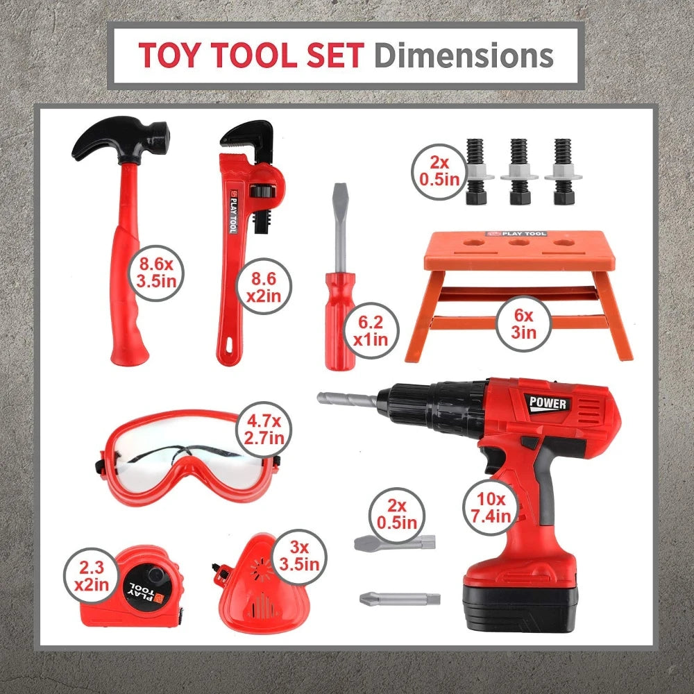 Kids Tool Play Set – Electric Toy Drill & Chainsaw Pretend Tool Kit