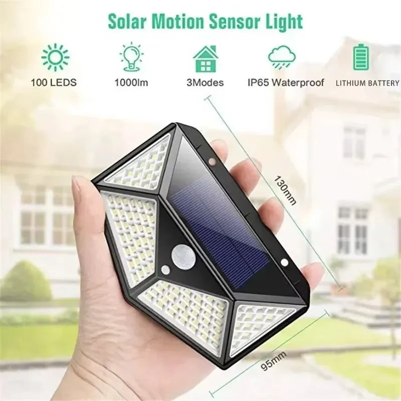 Solar Garden Lights – Outdoor Waterproof 100 LED Motion Sensor Spotlight
