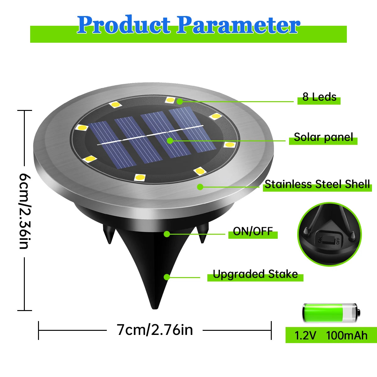 Solar Ground Lights – Waterproof LED In-Ground Landscape Lights, 2-Pack, Warm/Cool White