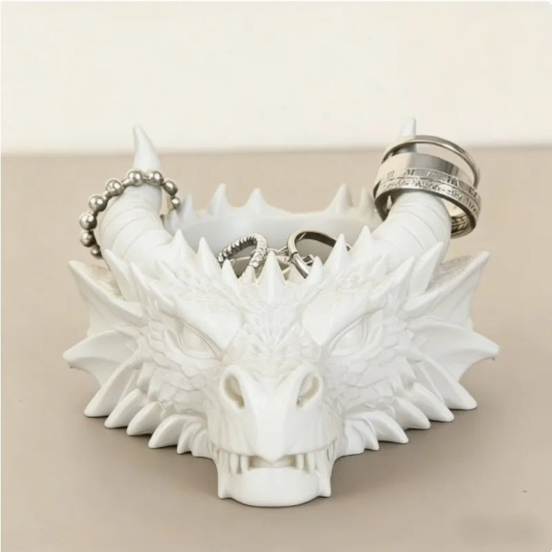 Dragon Head Jewelry Organizer – Ring & Necklace Display Stand, White/Black/Grey