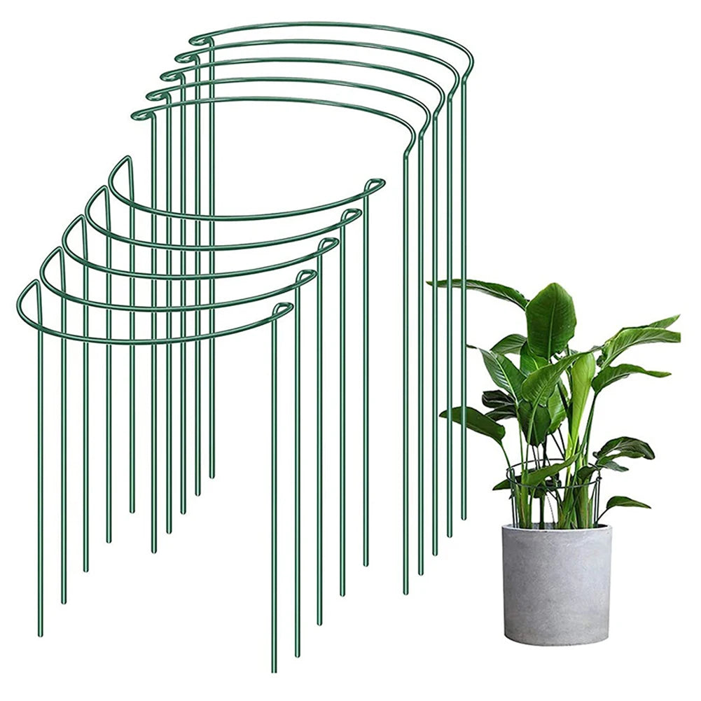 Plant Support Stakes – 2-Pack Sturdy Metal Folding Frame for Flowers & Vegetables, Green