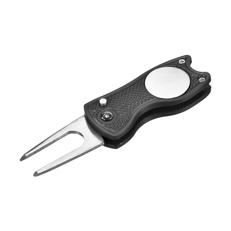 Golf Divot Tool – Foldable Metal Repair Tool with Magnetic Ball Marker