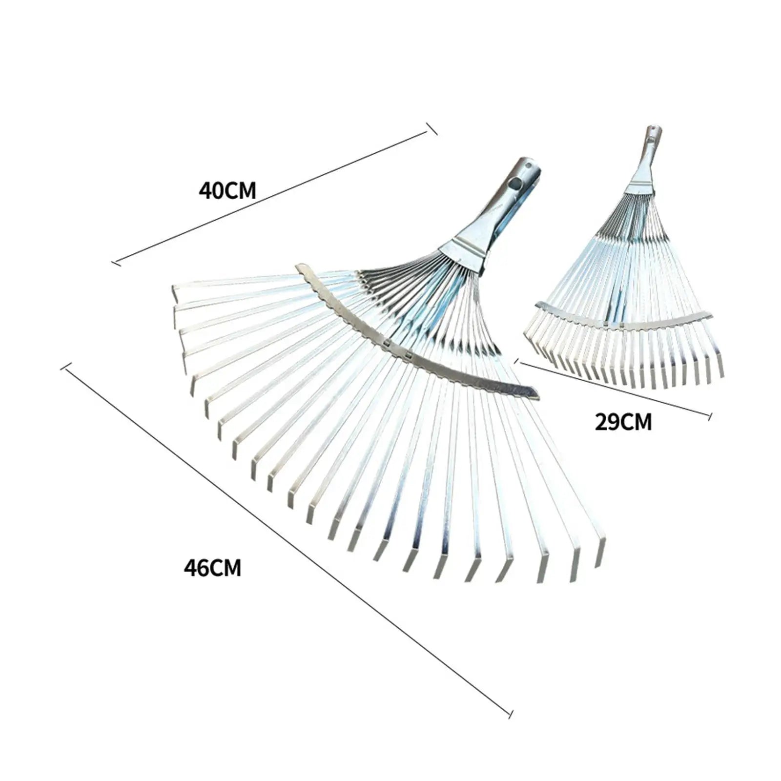 Garden Leaf Rake – Telescopic Metal Rake, 29-46cm Expandable for Flower Beds & Lawns