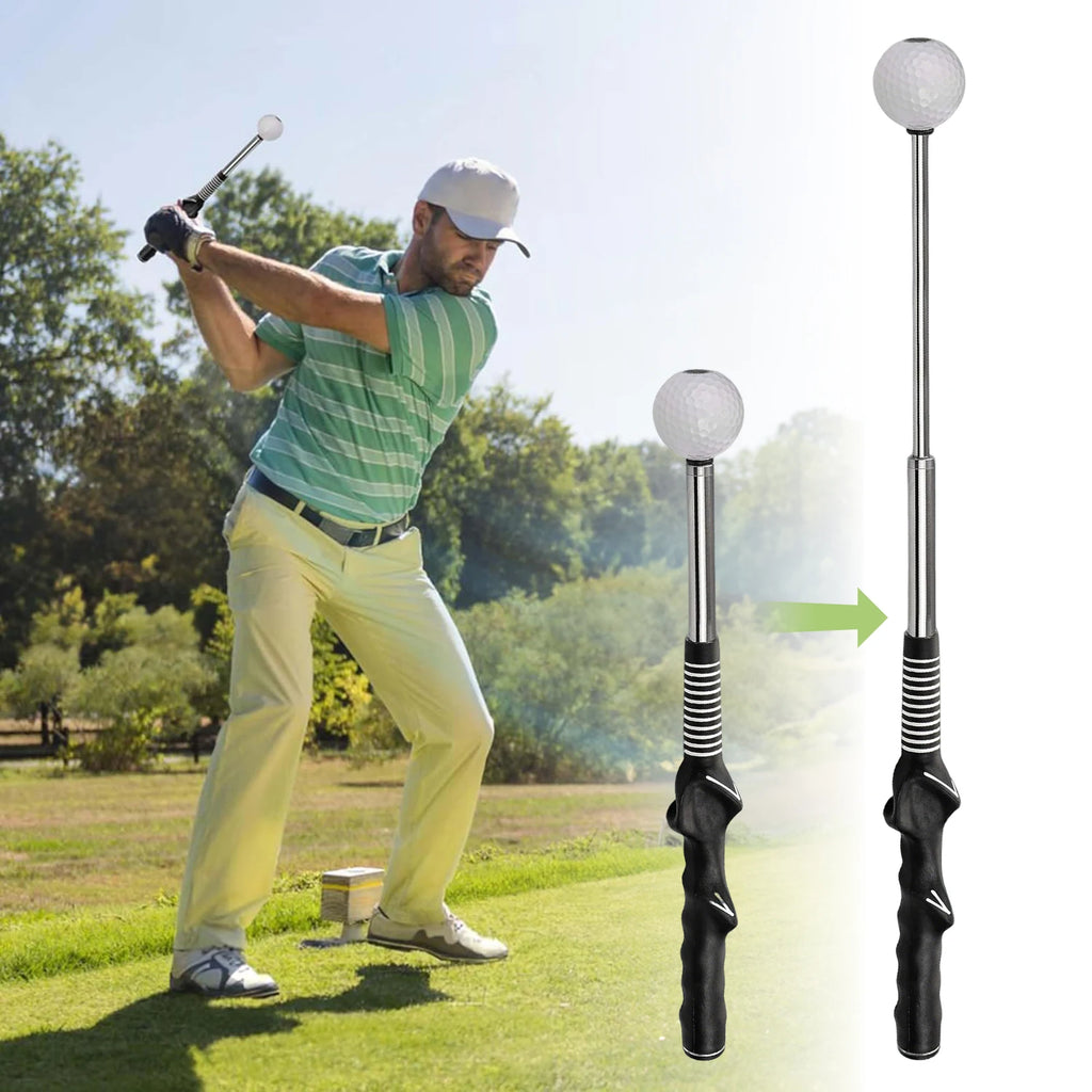 Golf Swing Trainer – Retractable Swing Training Aid with Click Feedback