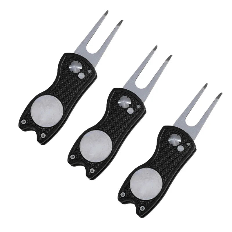 Golf Divot Repair Tool – Foldable All-in-One Green Repair Tool, 1-3 Pack