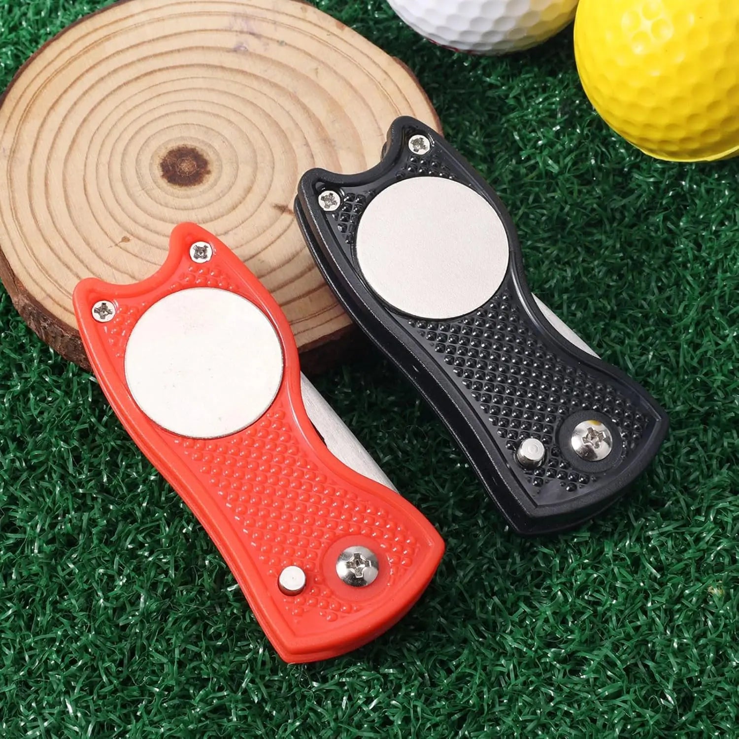 Golf Divot Tool – Foldable Metal Repair Tool with Magnetic Ball Marker