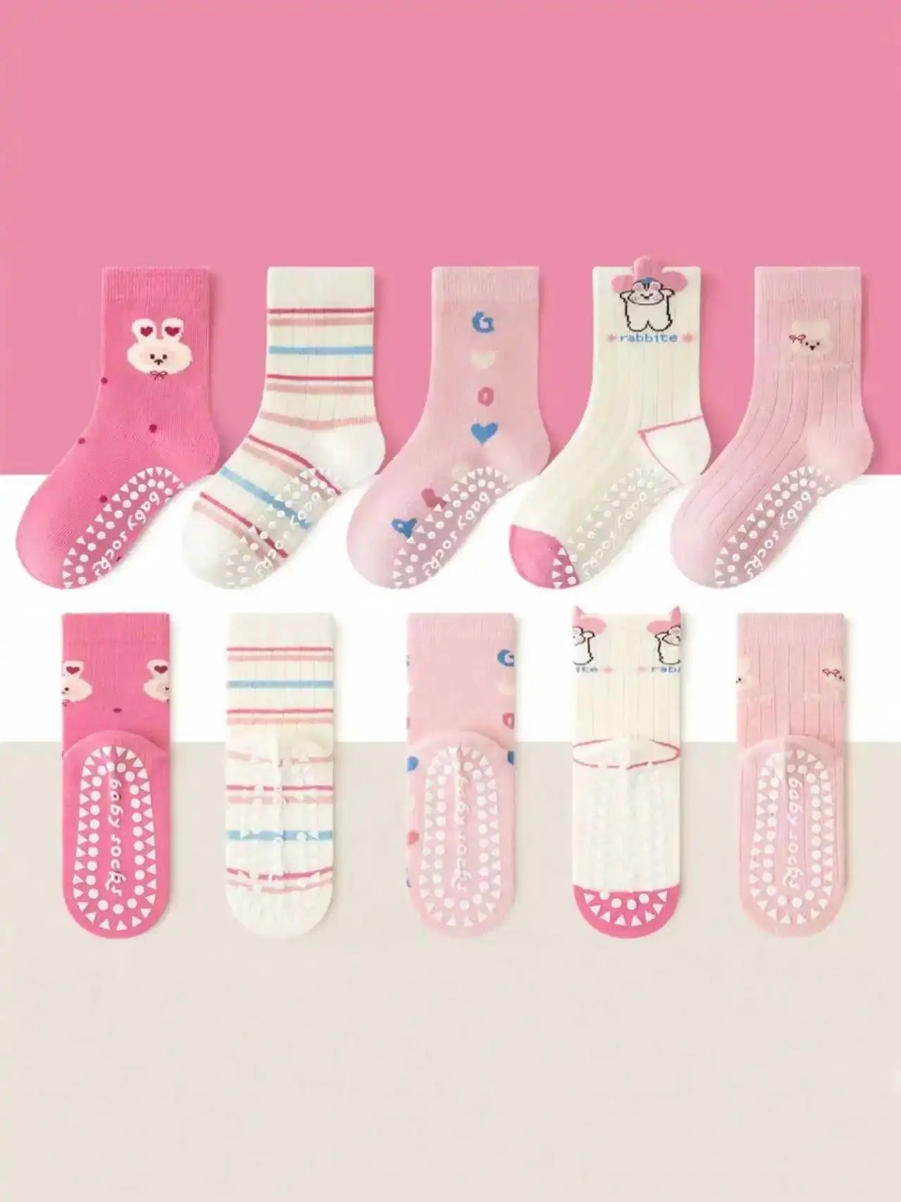 Kids Floor Socks – 5-Pack Anti-Slip Non-Slip Socks for Girls, Babies & Toddlers