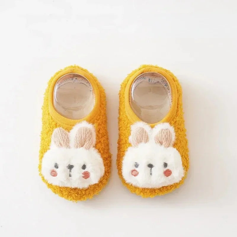 Baby Slipper Socks – Cartoon Rabbit Non-Slip Plush Indoor Floor Slippers, 6M-4Y
