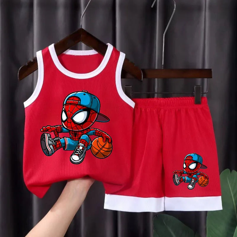 Boys Sport Outfit Set – 2-Piece Breathable Mesh Basketball Vest & Shorts, 1-10Y