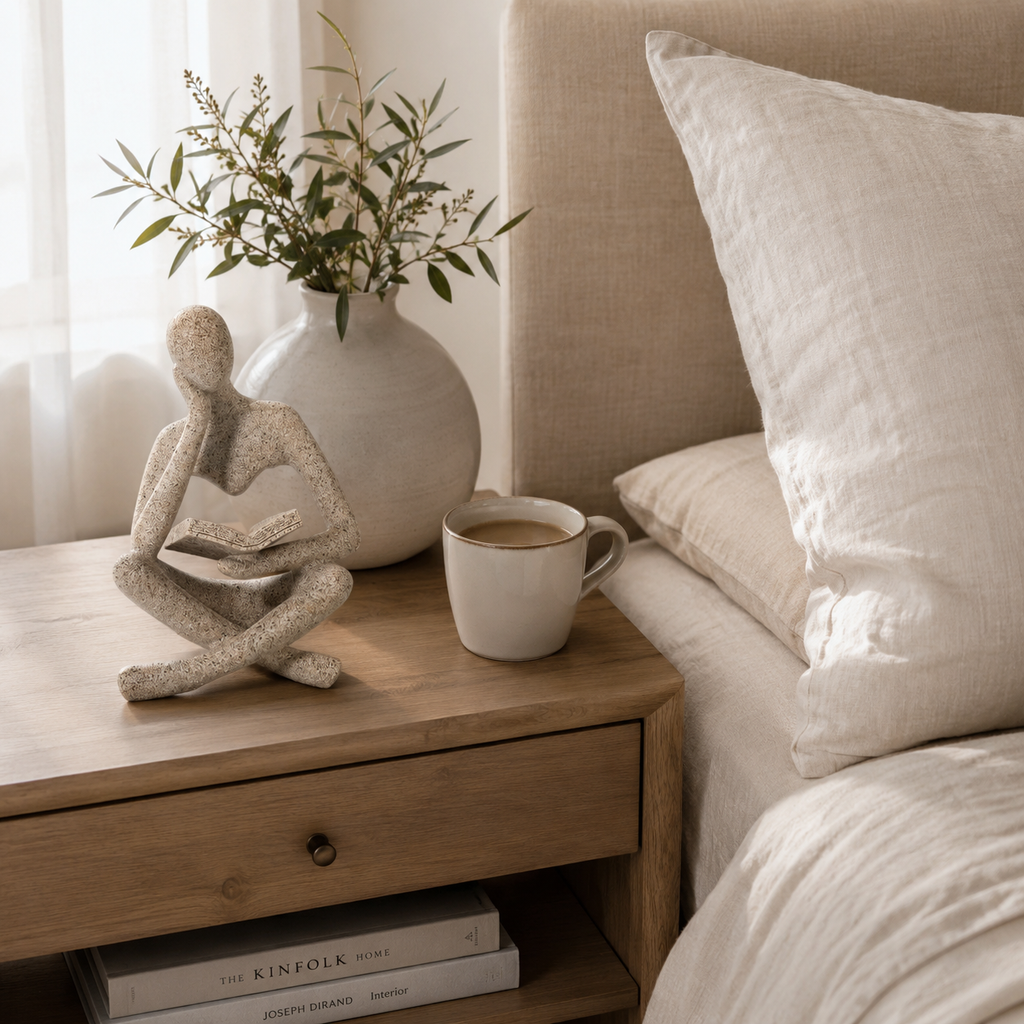 Thinker Sculpture Figurine – Modern Statue Ornament for Home Desk & Shelf Decor