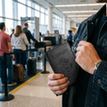RFID leather passport wallet in real-life use at airport