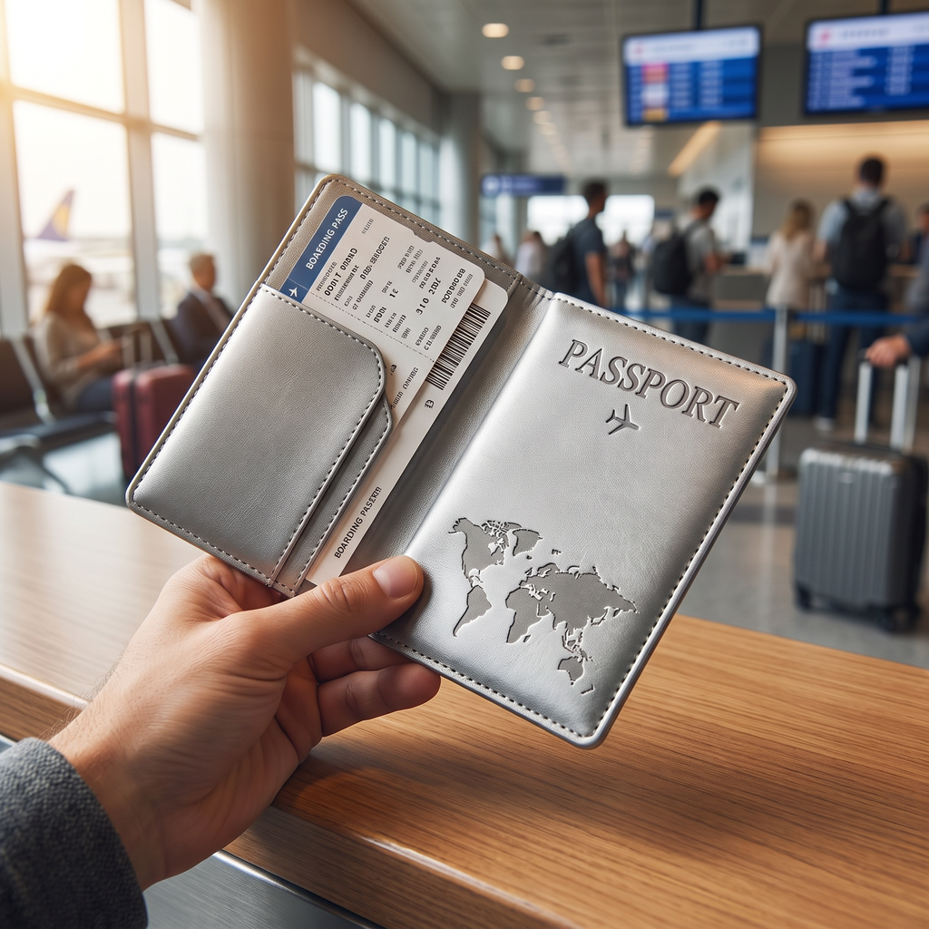 Map print passport cover, Silver, real-life use