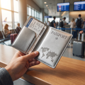 Map print passport cover, Silver, real-life use