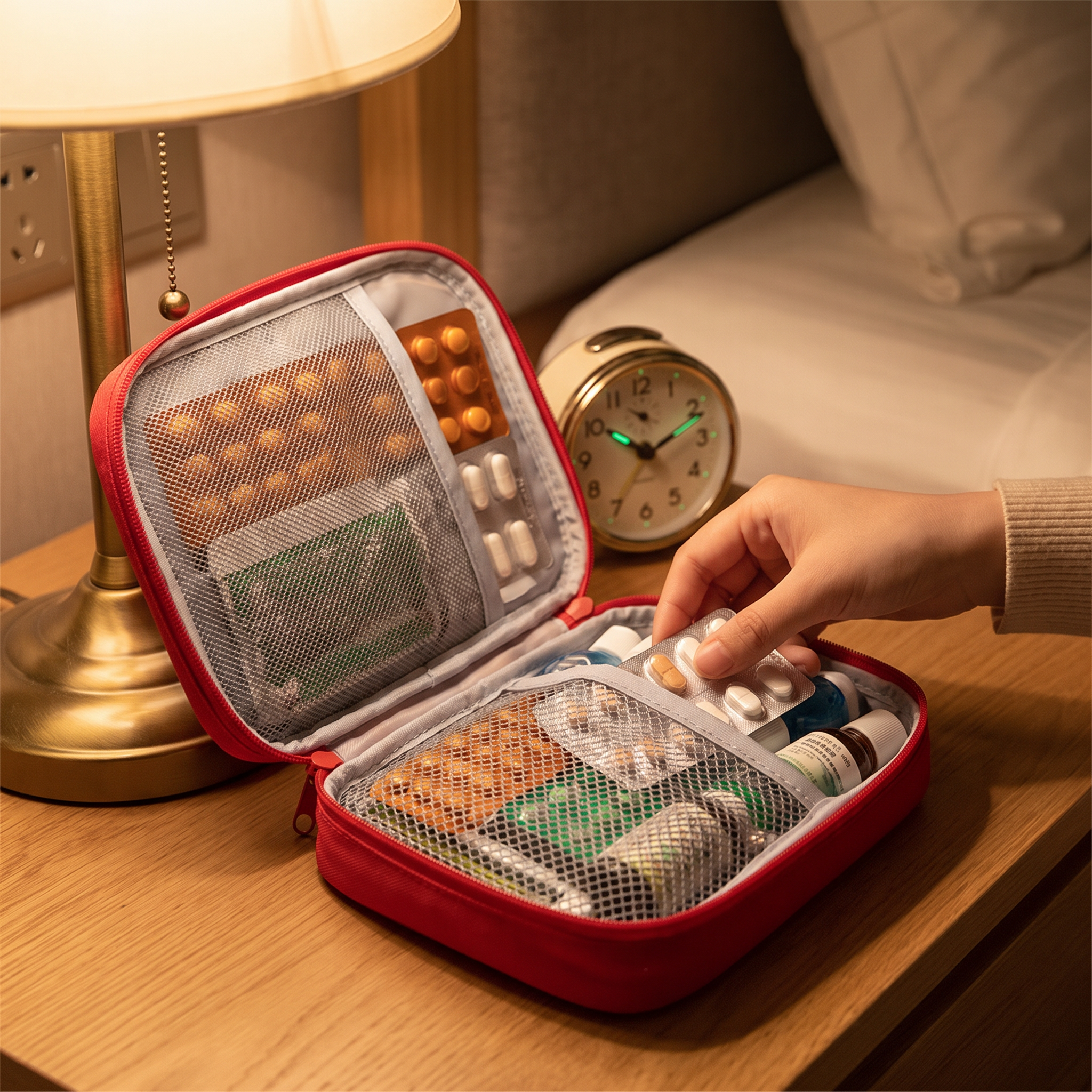Pill storage pouch, red L