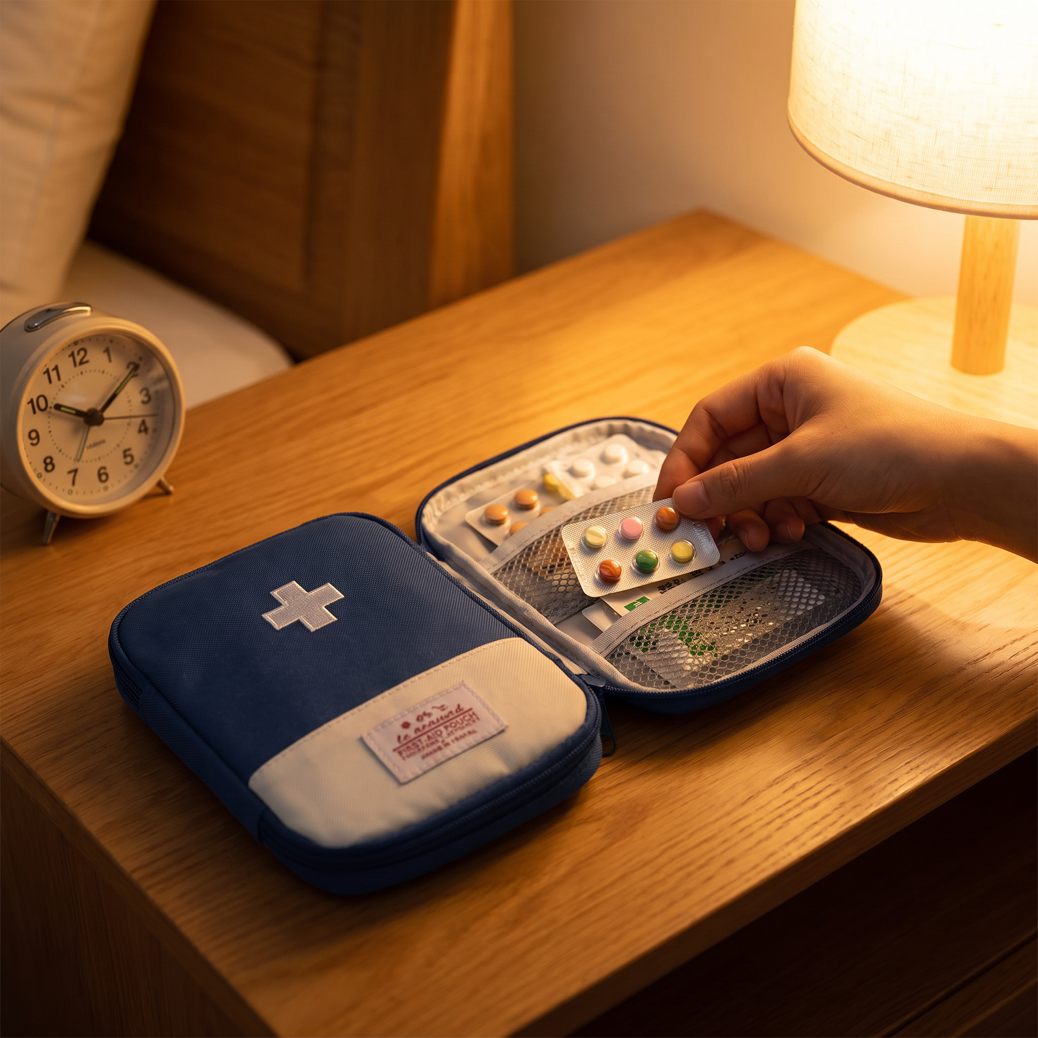 Pill storage pouch, blue S