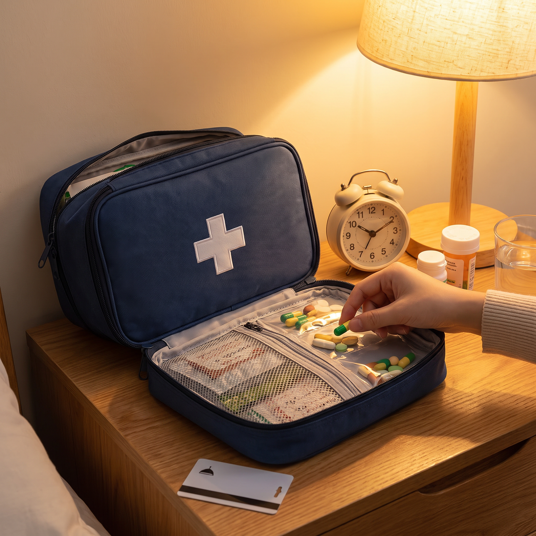 Pill storage pouch, blue XL