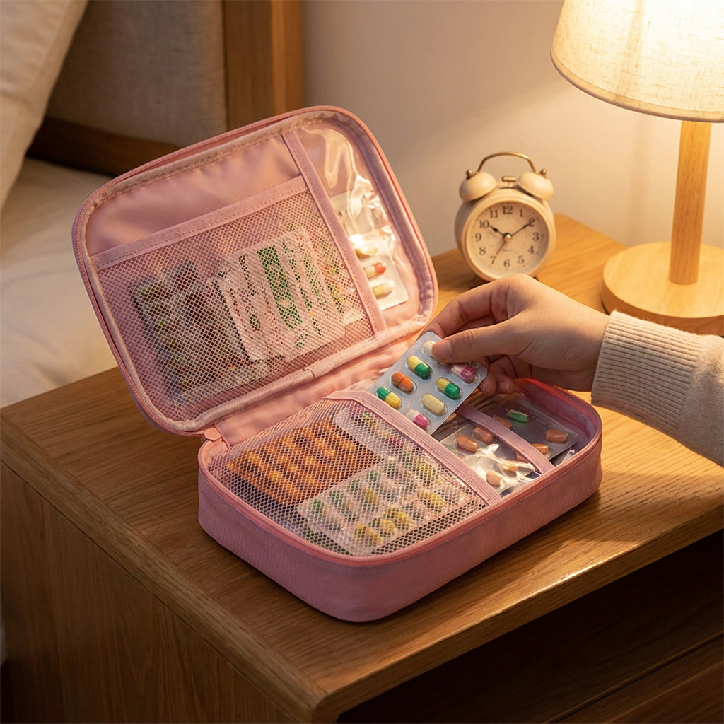Pill storage pouch, pink XL