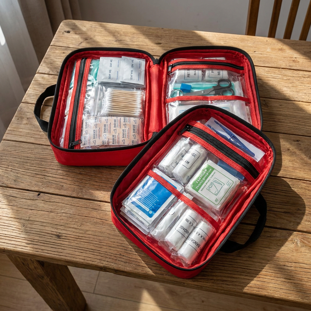 260-piece first aid kit contents close-up