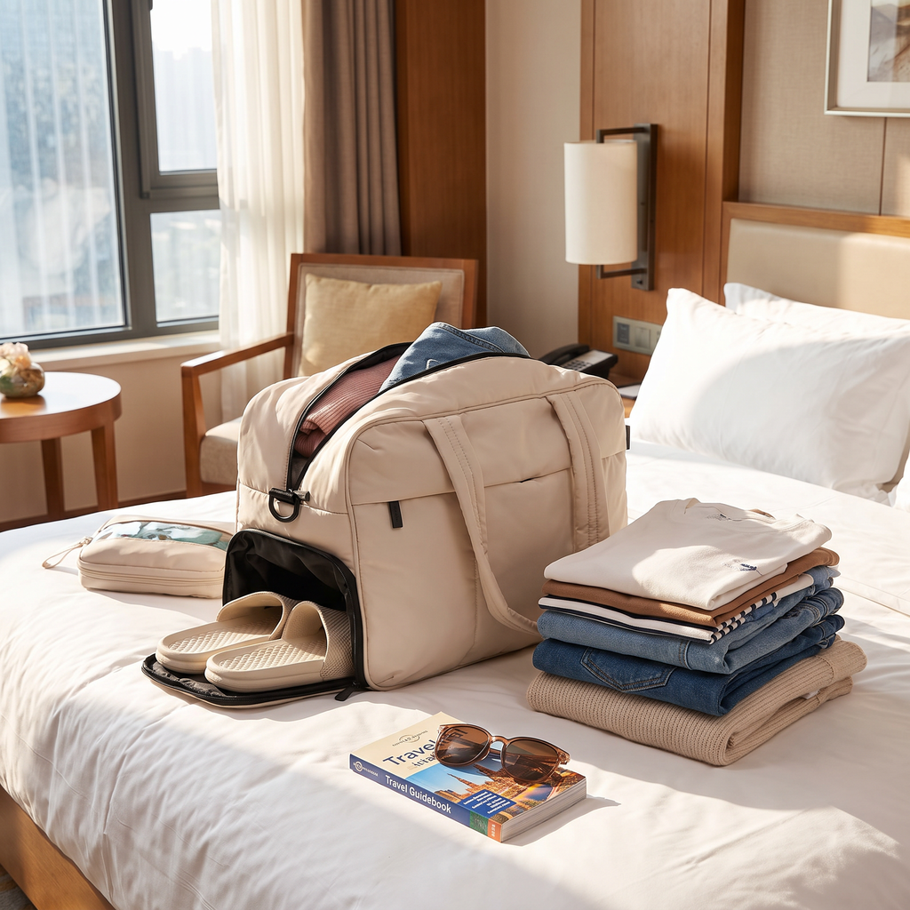 Travel duffel bag in real-life use